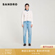 SANDRO秋冬女裝法式氣質(zhì)時(shí)尚白色木耳花邊立領(lǐng)亮色扣上衣針織開(kāi)衫 淡褐色 S (1)