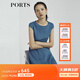 PORTS寶姿商場(chǎng)同款新品女裝氣質(zhì)純色修身短袖連衣裙LL8N021RWE005 灰燼藍 L (8)