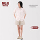 MUJI女式 漢麻 棉 輕便短褲 褲子女款休閑褲 25年夏季 女裝BE1W0C5S 象牙色條紋 L （165/70A）