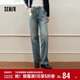 森馬（Semir）森柔|牛仔褲女春季做舊淺色長(cháng)褲女生顯瘦時(shí)尚直筒褲103125124013A