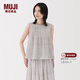 MUJI女式雕版印染無(wú)袖罩衫上衣女款背心坎肩女裝25年夏季純棉 灰色圖案 L （165/88A）