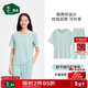 松山棉店小薄荷羅紋家居服套裝男女5A抑菌半袖顯瘦柔軟舒適睡衣情侶款透氣 短袖套裝-女士-薄荷綠 L （女士165，男士175）