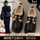 CAMILA KSENIA樂(lè )福鞋女冬季2025新款時(shí)尚加絨保暖棉鞋厚底百搭增高黑色小皮鞋子 黑色 37