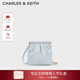 CHARLES&KEITH迷你菱格流浪包單肩斜挎雙肩包包女包生日新年禮物CK2-60782390 【S號】Sea Salt Blue海鹽藍 S