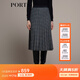 PORTS 寶姿秋冬新品女裝中長(cháng)百褶裙半裙LM9S056NFQ067 黑色格子 XS (2)