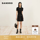 SANDRO秋冬女裝法式簡(jiǎn)約氣質(zhì)黑色高腰收腰短袖針織連衣裙小黑裙 黑色 XL