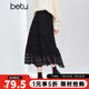 百圖（betu）女裝2025年冬季新款半身裙高級感拼接蕾絲邊蛋糕裙裙子女2510X02 黑色 L
