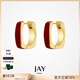 Jay方形紅色耳環(huán)輕奢耳飾氣質(zhì)耳釘女耳扣復古耳圈女友情人節禮物 【品牌禮盒】酒紅色
