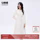 LIME朗姿/萊茵小香風(fēng)不對稱(chēng)一字翻領(lǐng)連衣裙A字裙滴油扣飾26春新款 本白色 M
