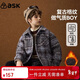 ASK JUNIOR兒童外套男童冬季中大童保暖毛呢外套襯衫領(lǐng)格紋夾克