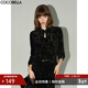 COCOBELLA新中式扎染絲絨襯衫女國風(fēng)氣質(zhì)立領(lǐng)長(cháng)袖上衣TS7069 黑金 L