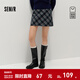 森馬（Semir）商場(chǎng)同款|半身裙女冬半松緊腰仿呢格紋短裙2025新款辣妹A字裙 藍黑色調00389 XL