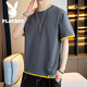 花花公子（PLAYBOY）夏季純棉短袖t恤男士冰絲薄款寬松大碼加肥半袖T胖子上衣服打底衫 深灰 XL
