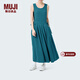 MUJIIDEE 女式 人字紋 連體裙 連衣裙裙子夏季長(cháng)裙無(wú)袖GAD61C4S 深藍色 均 碼 165/88A