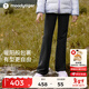 moodytiger女童微喇褲抓絨保暖冬兒童簡(jiǎn)約修身運動(dòng)褲子| 小云朵S 炭黑色 160