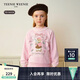 Teenie Weenie Kids小熊童裝25新款秋冬女童花邊印花套頭加絨衛衣 粉色 150cm