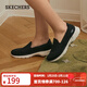 斯凱奇（Skechers）新年禮物女鞋秋季淺口一腳蹬健步休閑運動(dòng)鞋舒適輕便懶人健步鞋 黑色/白色/BKW 36
