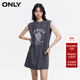 ONLY秋季休閑百搭字母膠印做舊墊肩連衣裙女|124161012 E50 泥灰色 155/76A/XS