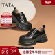 他她（TATA）英倫厚底小皮鞋女鞋學(xué)院運動(dòng)深口單鞋2025春新款CCJ03AM5 黑色 36