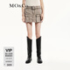 MO&Co.牛仔短裙褲棉質(zhì)阿蘇特染工裝口袋附腰帶低腰廢土風(fēng)摩安珂 砂礫色 XS 25