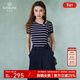 喬萬(wàn)尼薄款小香風(fēng)設計感2025春夏針織衫女裝條紋寬松短袖上衣EI2M819 海軍條紋 M