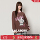LALABOBO【商場(chǎng)同款】衛衣25年秋冬新原創(chuàng  )女裝套頭巨好看印花高街外套上衣 咖色 S