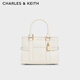 CHARLES&KEITH26春季新品氣質(zhì)通勤手提托特包斜挎包新年生日禮物CK2-30782784 Cream奶白色 S
