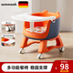semmook寶寶叫叫椅餐椅兒童餐椅寶寶椅便攜式兒童桌椅兒童吃飯桌椅座椅 萌趣橙頂配【車(chē)輪+餐盤(pán)+坐墊】