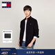 TOMMY JEANS【燈芯絨】秋冬男裝純棉復古休閑通勤繡標長(cháng)袖襯衣襯衫外套 黑色BDS M