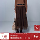三彩2025冬季新款高腰網(wǎng)紗蓬蓬裙半身裙A字裙長(cháng)裙女 咖啡 L