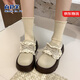 尚芭芙復古甜美學(xué)院風(fēng)松糕厚底花邊小皮鞋女2026春季新款配裙子勃肯單鞋 米白色 37 (235mm)