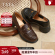 他她（TATA）粗跟英倫樂(lè )福鞋女鞋淺口淺口高跟單鞋2025春新款7A524AA5 黑色 37