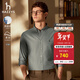 哈吉斯（HAZZYS）男裝 秋款純棉襯衣商務(wù)休閑通勤長(cháng)袖襯衫男ASCZK1BCF10 深綠色DG L （175/96A 48）