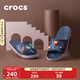CROCS卡駱馳一字拖貝雅卡駱班涼拖 情侶款運動(dòng)休閑拖鞋|205392 深藍/辣椒紅-4CC 40 (250mm)