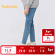 巴拉巴拉女童褲子兒童牛仔褲中大童秋裝甜美直筒褲時(shí)尚修身長(cháng)褲潮 牛仔中藍88201 110