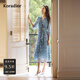 珂萊蒂爾【桑蠶絲】商場(chǎng)同款25年秋季新款優(yōu)雅真絲連衣裙 淺群青色 L
