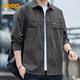 JEEP吉普襯衫男長(cháng)袖秋冬季休閑寬松外套工裝潮流襯衣服男裝 深灰 XL