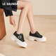 萊爾斯丹（le saunda）品牌松糕厚底休閑鞋女春季2026新款運動(dòng)板鞋女士時(shí)尚百搭增高鞋子 黑色 LS7113020 36 (230mm)