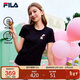 FILA 斐樂(lè )官方女子針織短袖T恤2026春季新款時(shí)尚休閑小貓刺繡圓領(lǐng)上衣