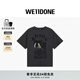 WE11DONE禮遇季25早秋中性男女同款貓咪海報印花圓領(lǐng)短袖T恤休閑 碳灰色 S