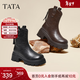 他她（TATA）女靴子2025冬季彈力靴加絨時(shí)裝靴顯瘦增高短靴子CE401DZ5 黑色 36