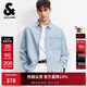 杰克·瓊斯（JACK&JONES）男裝26年春秋季新款牛仔長(cháng)袖襯衫男純棉柔軟親膚休閑襯衣外套薄款 E40淺牛仔藍 常規 M