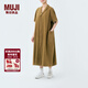 MUJI IDEE 女式 泡泡紗 短袖連衣裙 女裝裙子夏季 GAD53C4S 深米色 均碼 165/88A