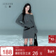 三彩獨醒2025冬季新款圓領(lǐng)針織連衣裙長(cháng)袖小A短裙打底慵懶F