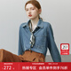 范思藍恩范思藍恩22FS4293藍色軟牛仔襯衫外套女韓版寬松春秋長(cháng)袖疊穿襯衣 牛仔藍 S