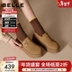 百麗（Belle）千層可頌質(zhì)感勃肯鞋女款商場(chǎng)厚底增高休閑鞋E4S1DCM5預售 棕色 37 (235mm)
