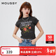 moussy 【熱銷(xiāo)爆款】甜美字母花卉印花修身短袖T恤028ISQ90-4211 021淺黑色 均碼