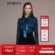 PORTS寶姿秋冬新品女裝時(shí)尚小方格印花真絲襯衫LM9B069NPT049 丈青印花 2XL (12)