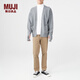 MUJI 男式 可水洗柔軟V領(lǐng)開(kāi)衫 長(cháng)袖針織衫 冬季男款 AAE90C3A 灰色 M（170/92A）