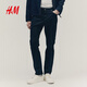 H&M男裝休閑褲英倫時(shí)尚簡(jiǎn)約柔然舒適合身直筒斜紋布長(cháng)褲1074402 海軍藍 32 170/82